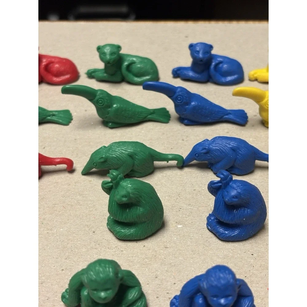 Vintage Lot Of 39 Rubber Mini Safari Animal Figures Counters Math Manipulatives